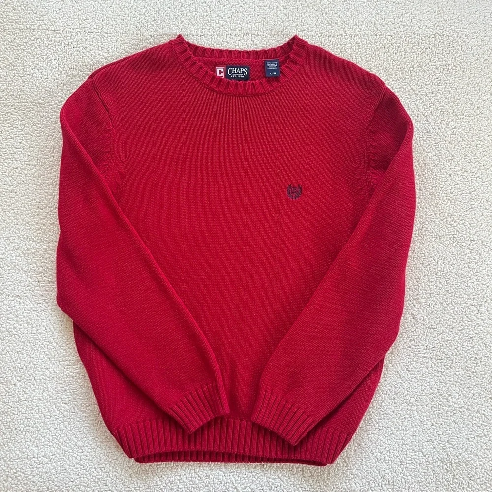 Chaps Men's Rich Red Crewneck Sweater preppy